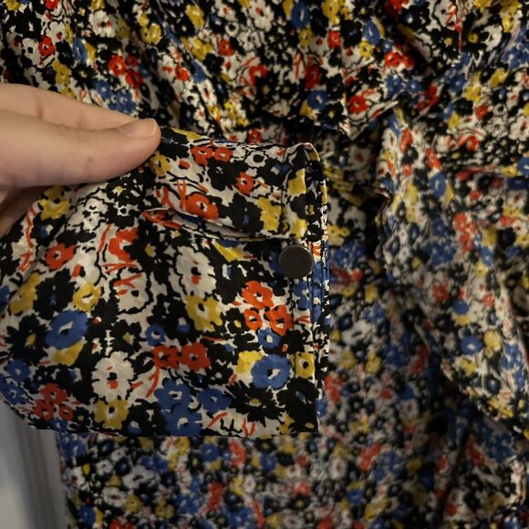 Veronica Beard Dress Minna V-Neck Floral Stretch Silk Mini Black Multicolor 4 - Picture 5 of 10